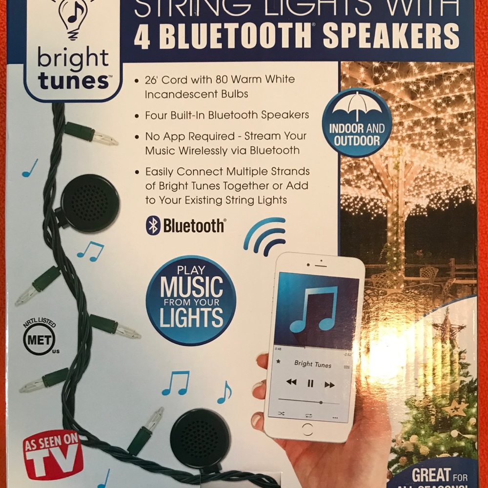 White lights with Bluetooth speakers